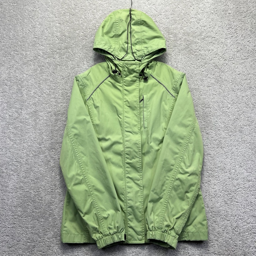 Eddie Bauer WeatherEdge Jacket Womens Small Green Hooded Rain Windbreaker Coat